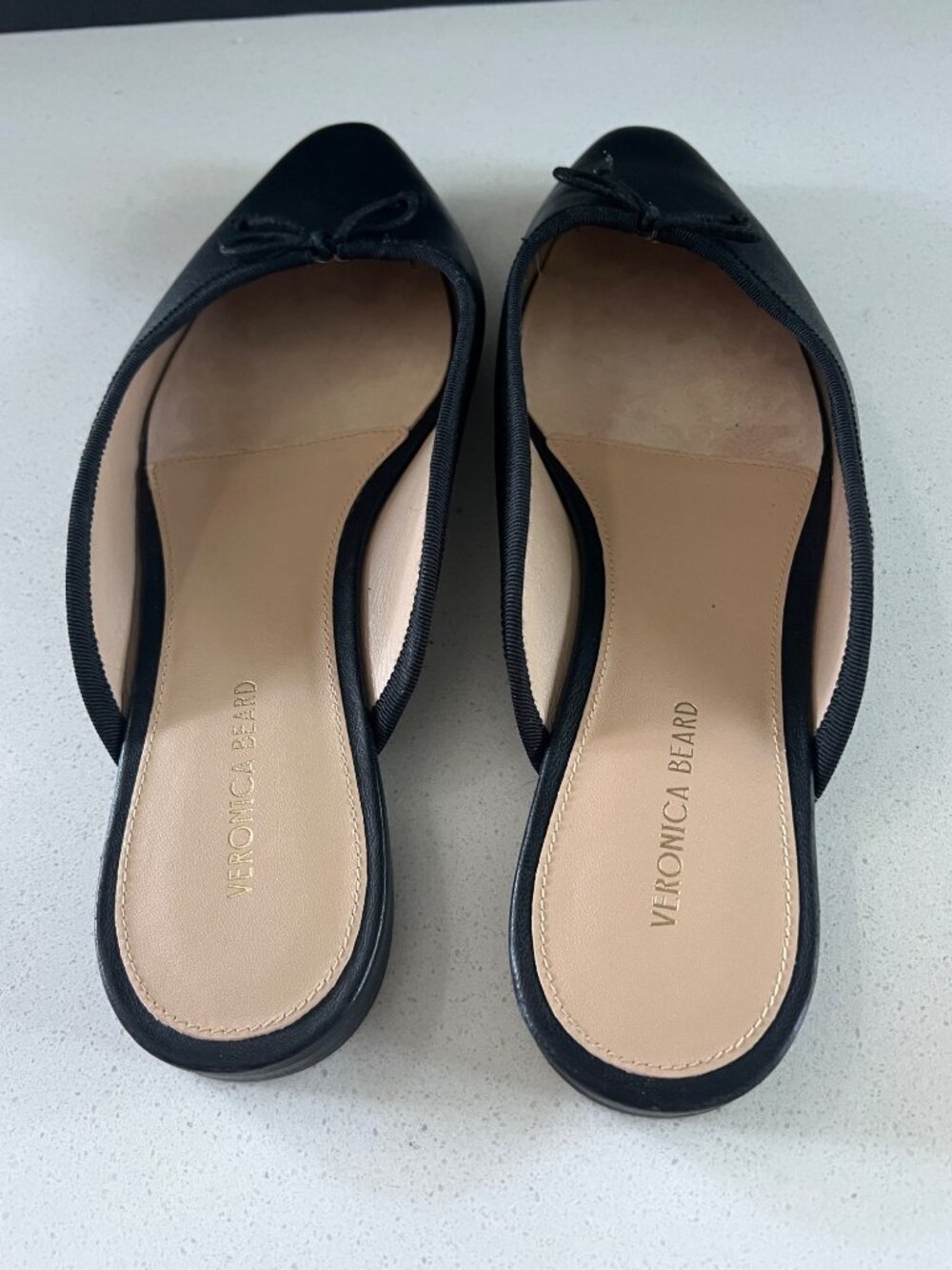 VERONICA BEARD Catherine BLACK Leather Mules SLIDES FLAT SIZE 8 - Picture 5 of 7